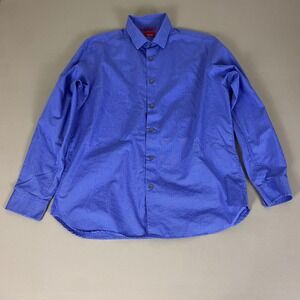 Alfani‎ Button Down Dress Shirt Men's Large Slim Fit Stretch Blue Pinstripe